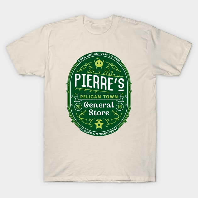 Pelican Town Pierre Store Crest T-Shirt by Lagelantee
